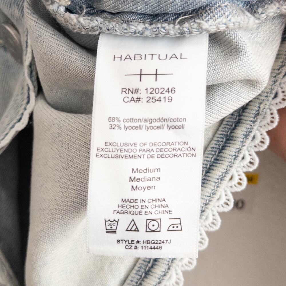 Habitual Light Blue Crochet Trim Denim Jean Jacket Size Medium NWT - Picture 7 of 7